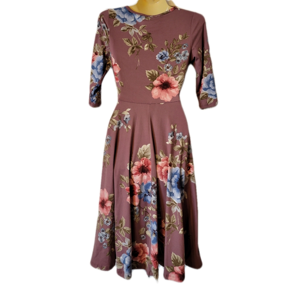DUSTY LILAC FLORAL A-LINE DRESS - Picture 6 of 7